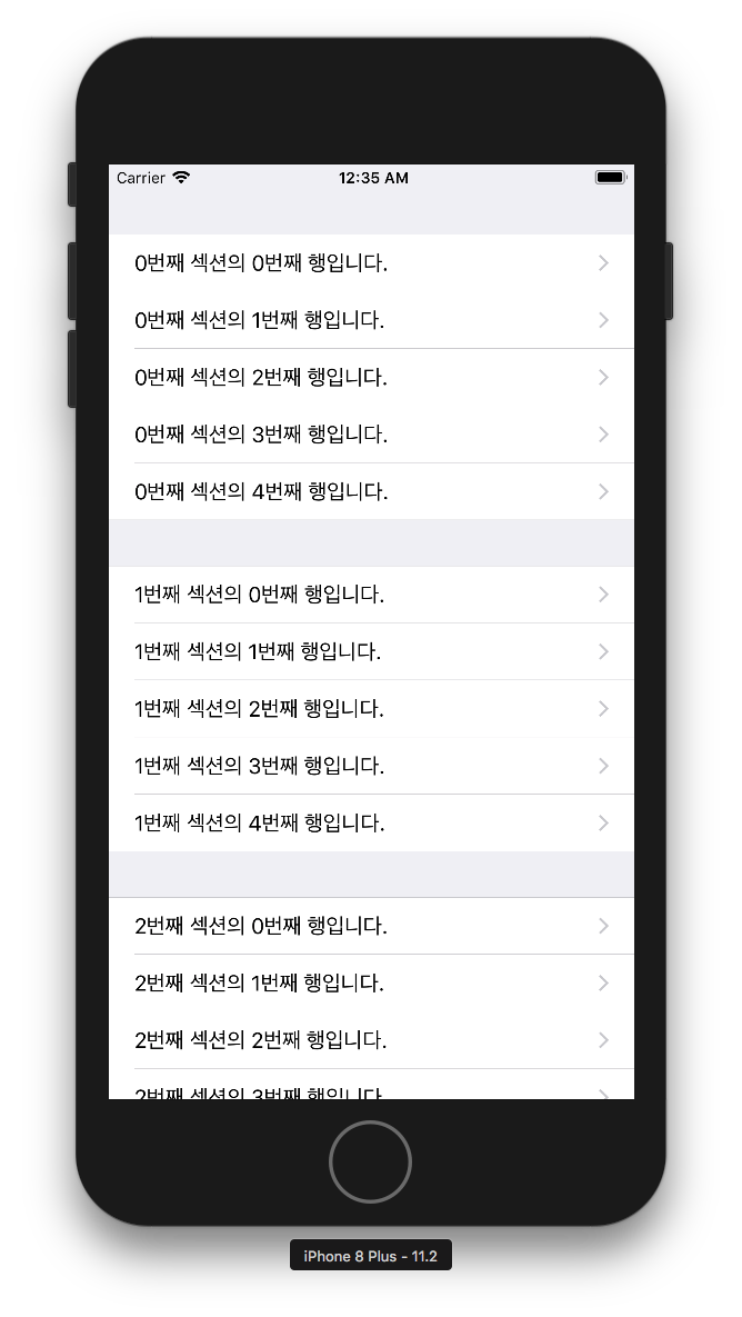 grouped tableview